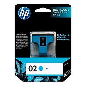 HP 02 Cyan Standard Yield Ink Cartridge, Prints Up to 400 Pages (C8771WN#140)