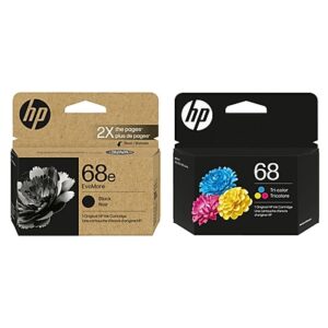 HP 68e/68 Black High Yield/Tri-Color Standard Yield Ink Cartridge, 2/Pack (HP68EBK68TR2PK-VB)
