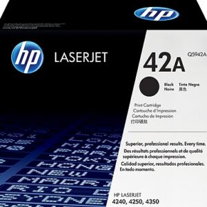 HP 42A Black Standard Yield Toner Cartridge, Prints Up to 10,000 Pages (Q5942A)