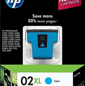 HP 02XL Cyan High Yield Ink Cartridge< Prints Up to 600 Pages (C8730WN#140)
