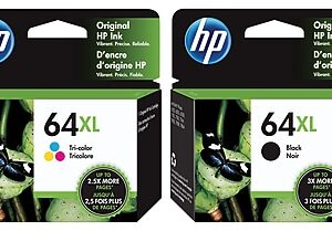 HP 64XL Black/Tri-Color High Yield Ink Cartridge, 2/Pack (X4D92ANXL-VB)