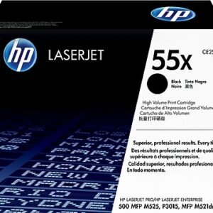 HP 55X Black High Yield Toner Cartridge, Prints Up to 12,500 Pages (CE255X)