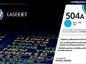 HP 504A Cyan Standard Yield Toner Cartridge, Prints Up to 7,000 Pages (CE251A)