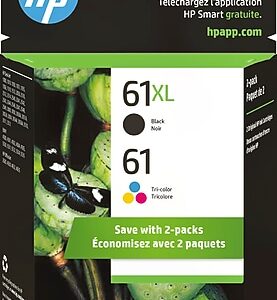 HP 61 Black High Yield and Tri-Color Standard Yield Ink Cartridge, 2/Pack (CZ138FN#140)
