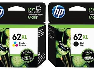 HP 62XL Black/Tri-Color High Yield Ink Cartridge, 2/Pack (N9H64FNXL-VB)