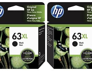 HP 63XL Black High Yield Ink Cartridges, 2/Pack (F6U64AN-VB)