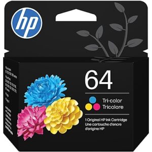 HP 64 Tri-Color Standard Yield Ink Cartridge, Prints Up to 165 Pages (N9J89AN#140)