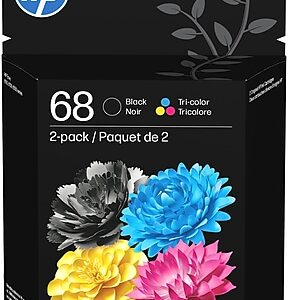 HP 68 Black/Tri-Color Standard Ink Cartridges 2/Pack, Works with Envy 6100e, 6500e Series (6L6S2TN)