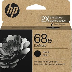 HP 68e EvoMore High Yield Black Ink Cartridge, Works with Envy 6100e, 6500e Series (7FP22TN)