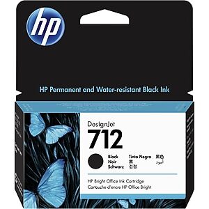 HP 712 Black Standard Yield Ink Cartridge, Prints Up to 100 Pages (3ED70A)