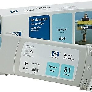 HP 81 Light Cyan Standard Yield Ink Cartridge, Prints Up to 1,000 Pages (C4934A)
