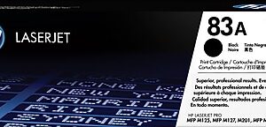 HP 83A Black Standard Yield Toner Cartridge, Prints Up to 1,500 Pages (CF283A)