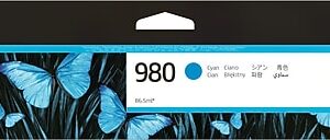 HP 980 Cyan Standard Yield Ink Cartridge, Prints Up to 6,600 Pages (D8J07A)