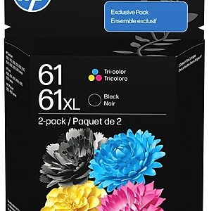 HP 61XL/61 Black High Yield and Tri-Color Standard Yield Ink Cartridge, 2/Pack (C0PA6AN)