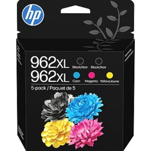 HP 962XL Black/Cyan/Magenta/Yellow High Yield Ink Cartridges, 5/Pack (6ZA57AN)