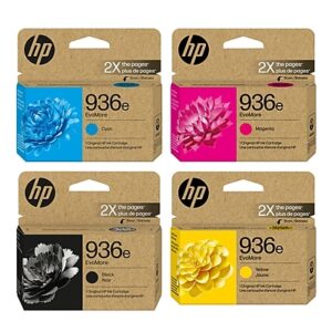 HP 936e EvoMore Black/Cyan/Magenta/Yellow High Yield Ink Cartridges, 4/Pack (4S6EVO4PK-VB)