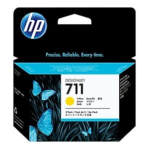 HP 711 Yellow Standard Yield Ink Cartridge, 3/Pack (CZ136A)