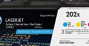 HP 202X Cyan/Magenta/Yellow High Yield Toner Cartridge, 3/Pack (CF500XM)