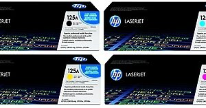 HP 125A Black/Cyan/Magenta/Yellow Standard Yield Toner Cartridge, 4/Pack (CB540A-VB)