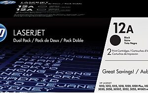 HP 12A Black Standard Yield Toner Cartridge, 2/Pack (Q2612D)