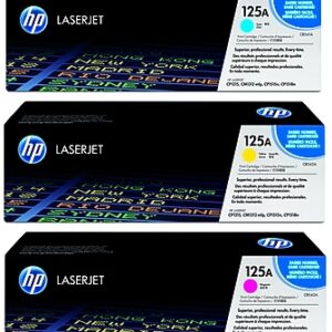 HP 125A Cyan/Magenta/Yellow Standard Yield Toner Cartridge, 3/Pack (CB541A-VB)