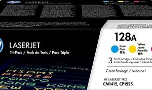 HP 128A Cyan/Magenta/Yellow Standard Yield Toner Cartridge, 3/Pack (CF371AM)