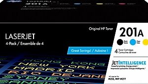 HP 201A Black/Cyan/Magenta/Yellow Standard Yield Toner Cartridge, 4/Pack (CF400AQ1)