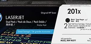 HP 201X Black High Yield Toner Cartridge, 2/Pack (CF400XD)