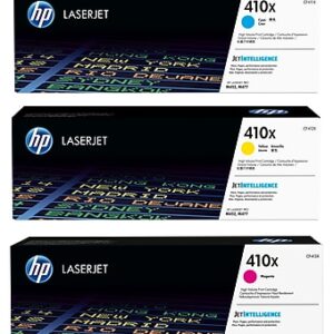 HP 410X Cyan/Magenta/Yellow High Yield Toner Cartridge, 3/Pack (CF411X-VB)