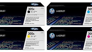 HP 305X Black High Yield and 305A Cyan/Magenta/Yellow Standard Yield Toner Cartridge, 4/Pack (CE410X-VB)