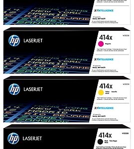 HP 414X Black/Cyan/Magenta/Yellow High Yield Toner Cartridge, 4/Pack (CF202X-VB)