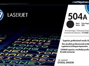 HP 504A Black Standard Yield Toner Cartridge, Prints Up to 5,000 Pages (CE250A)