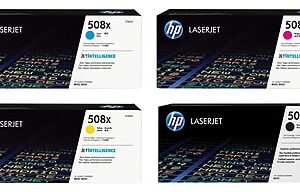 HP 508X Black/Cyan/Magenta/Yellow High Yield Toner Cartridge, 4/Pack (C9724Z-VB)