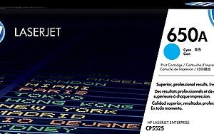 HP 650A Cyan Standard Yield Toner Cartridge, Prints Up to 15,000 Pages (CE271A)