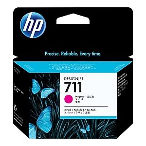 HP 711 Magenta Standard Yield Ink Cartridge, 3/Pack (CZ135A)