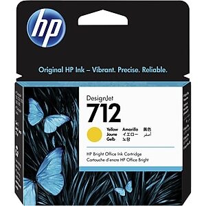 HP 712 Yellow Standard Yield Ink Cartridge, Prints Up to 100 Pages (3ED69A)