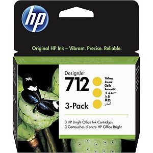 HP 712 Yellow Standard Yield Ink Cartridge, 3/Pack (3ED79A)
