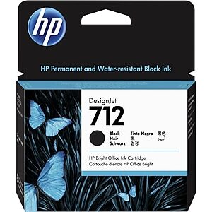 HP 712 Black Standard Yield Ink Cartridge, Prints Up to 450 Pages (3ED71A)