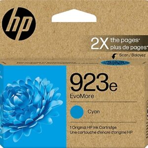 HP 923e EvoMore Cyan High Yield Ink Cartridge, Prints Up to 800 Pages (4K0T4LN)