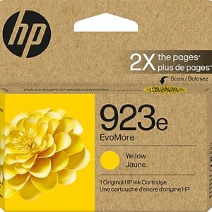 HP 923e EvoMore Yellow High Yield Ink Cartridge, Prints Up to 800 Pages (4K0T6LN)