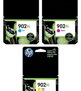 HP 902 Cyan/Magenta/Yellow High Yield Ink Cartridge, 3/Pack (T0A38ANXL3PK-VB)