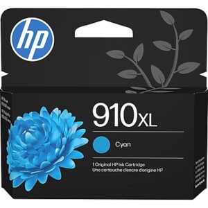 HP 910XL Cyan High Yield Ink Cartridge, Prints Up to 700 Pages (3YL62AN#140)