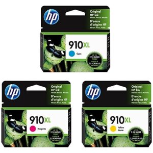 HP 910XL Cyan/Magenta/Yellow High Yield Ink Cartridge, 3/Pack (3YN97ANXL3PK-VB)