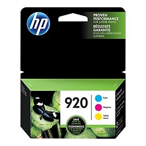 HP 920 Cyan/Magenta/Yellow Standard Yield Ink Cartridge, 3/Pack (N9H55FN#140)