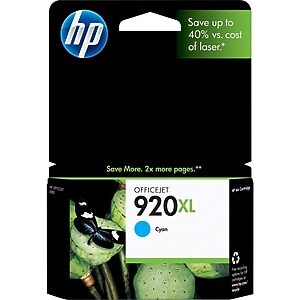 HP 920XL Cyan High Yield Ink Cartridge, Prints Up to 700 Pages (CD972AN#140)