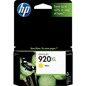 HP 920XL Yellow High Yield Ink Cartridge, Prints Up to 700 Pages (CD974AN#140)