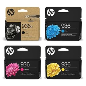 HP 936e/936 Black High Yield and Cyan/Magenta/Yellow Standard Yield Ink Cartridge, 4/Pack (4S6E2BK4PK-VB)