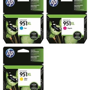 HP 951XL Cyan/Magenta/Yellow High Yield Ink Cartridge, 3/Pack (CR314FNXL-VB)