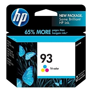 HP 93 Tri-Color Standard Yield Ink Cartridge, Prints Up to 220 Pages (C9361WN#140)