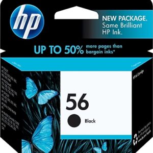 HP 56 Black Standard Yield Ink Cartridge, Prints Up to 520 Pages (C6656AN#140)